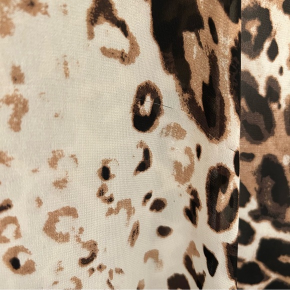 Chico’s Sz 2 Leopard Print Open Front Cardigan Kimono Sheer 3/4 Sleeve Layer L - Picture 5 of 10